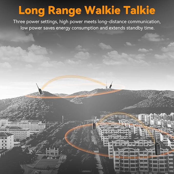 A Pair of Military Grade Walkie Talkies, Long range 2 way radio with Earpiece 700000sqft/ 50 floor range