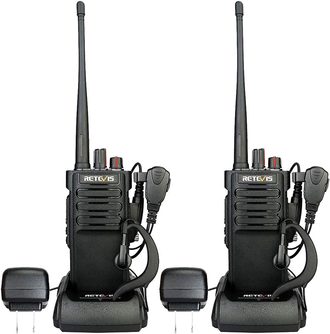 A Pair of Military Grade Walkie Talkies, Long range 2 way radio with Earpiece 700000sqft/ 50 floor range